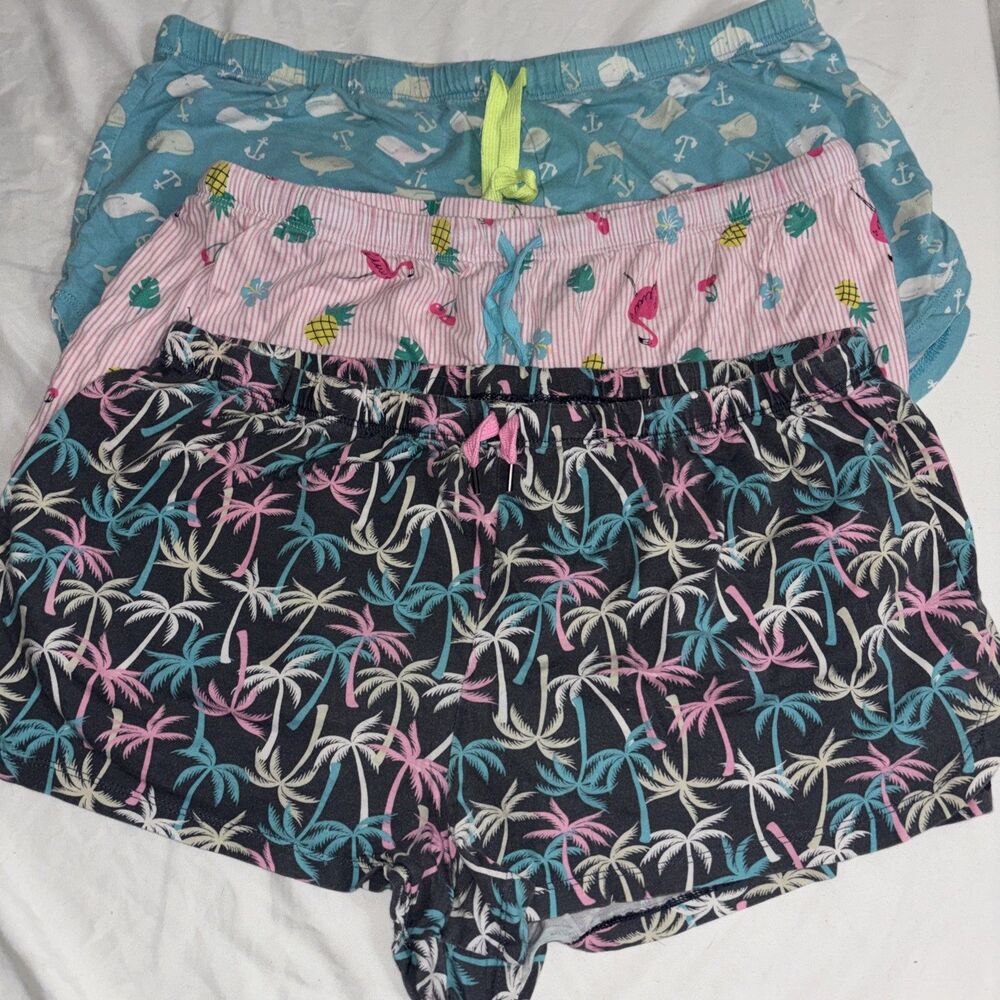3 Pair Secret Treasure Shorts Loungewear Pajamas Beach Tropical Comfort C
